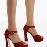 Sandali Yuri in velluto con fibbia e plateu in arancione Malone souliers - donna 