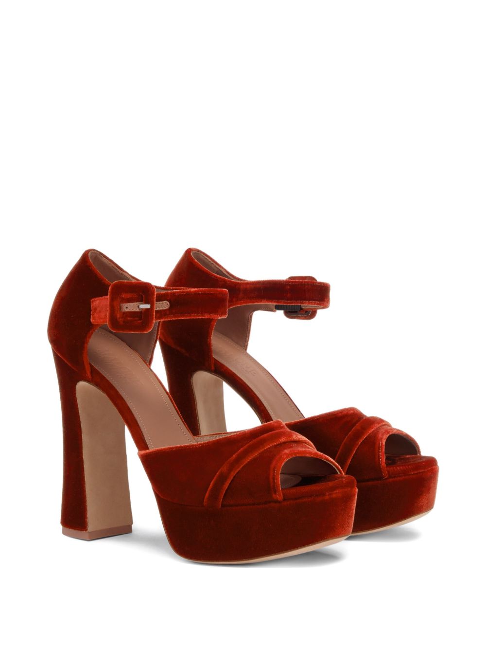 Sandali Yuri in velluto con fibbia e plateu in arancione Malone souliers - donna 
