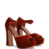 Sandali Yuri in velluto con fibbia e plateu in arancione Malone souliers - donna 