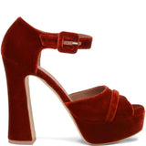 Sandali Yuri in velluto con fibbia e plateu in arancione Malone souliers - donna 