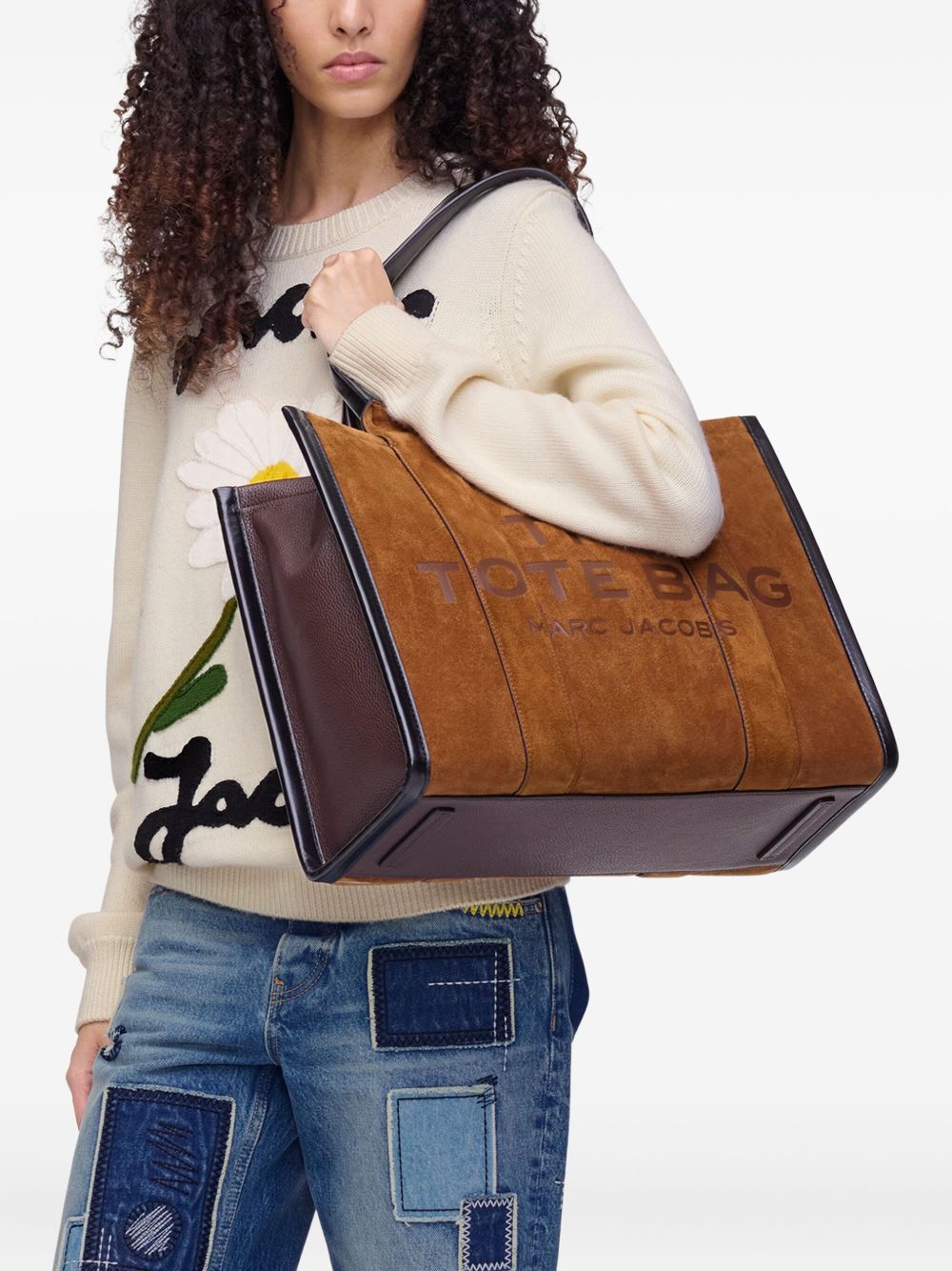 Borsa the tote bag grande in suede marrone Marc Jacobs - donna 