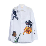 Camicia in popeline stampata wolfs & tulip in bianco Marni - uomo 