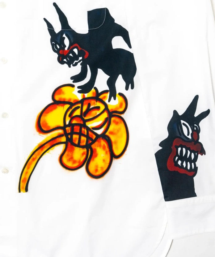 Camicia in popeline stampata wolfs & tulip in bianco Marni - uomo 
