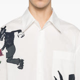 Camicia in popeline stampata wolfs & tulip in bianco Marni - uomo 