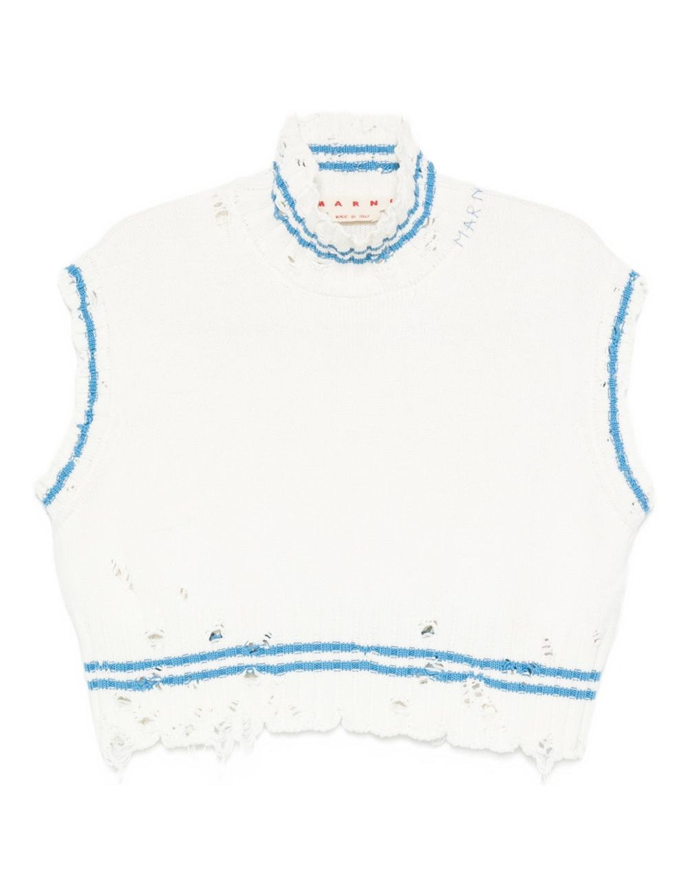 Top in maglia con orlo sfilacciato in bianco Marni - donna 