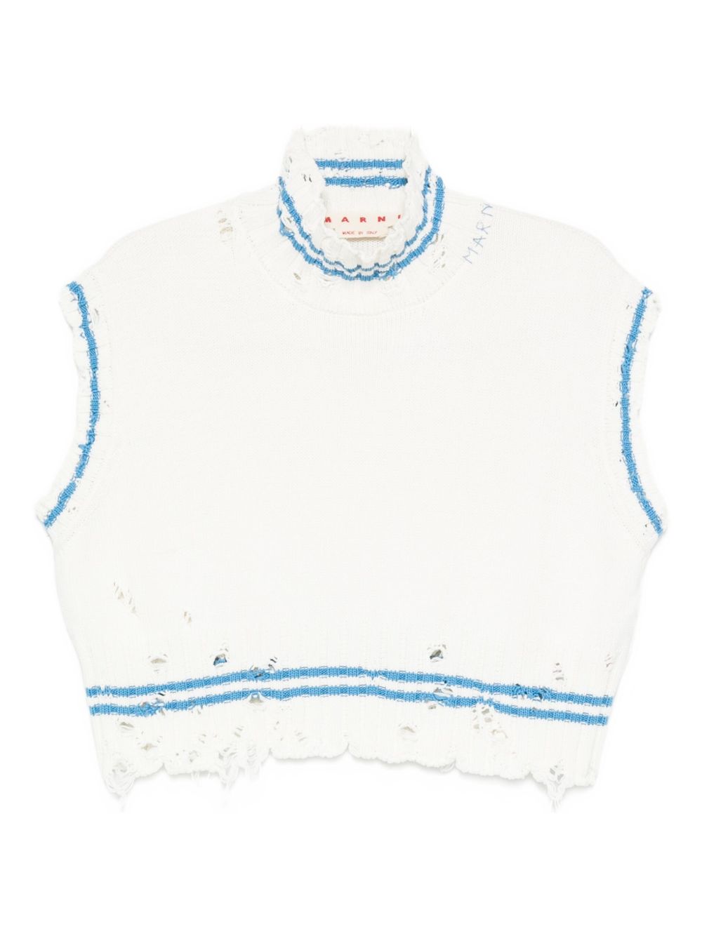 Top in maglia con orlo sfilacciato in bianco Marni - donna 
