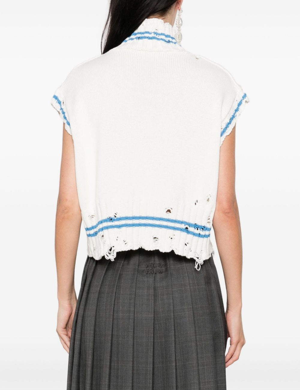 Top in maglia con orlo sfilacciato in bianco Marni - donna 