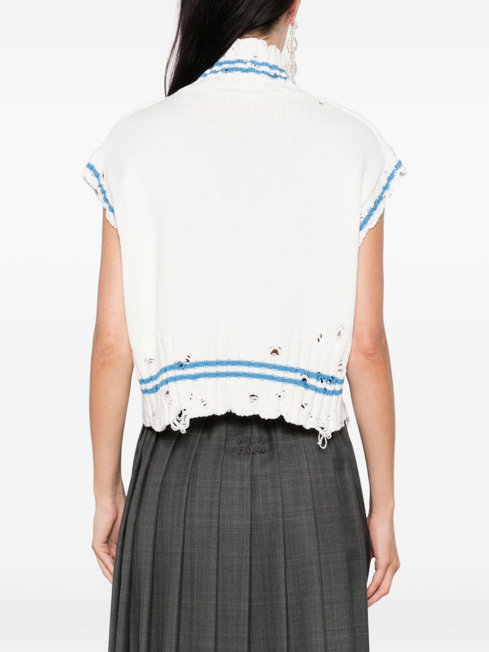 Top in maglia con orlo sfilacciato in bianco Marni - donna 
