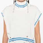 Top in maglia con orlo sfilacciato in bianco Marni - donna 