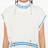 Top in maglia con orlo sfilacciato in bianco Marni - donna 