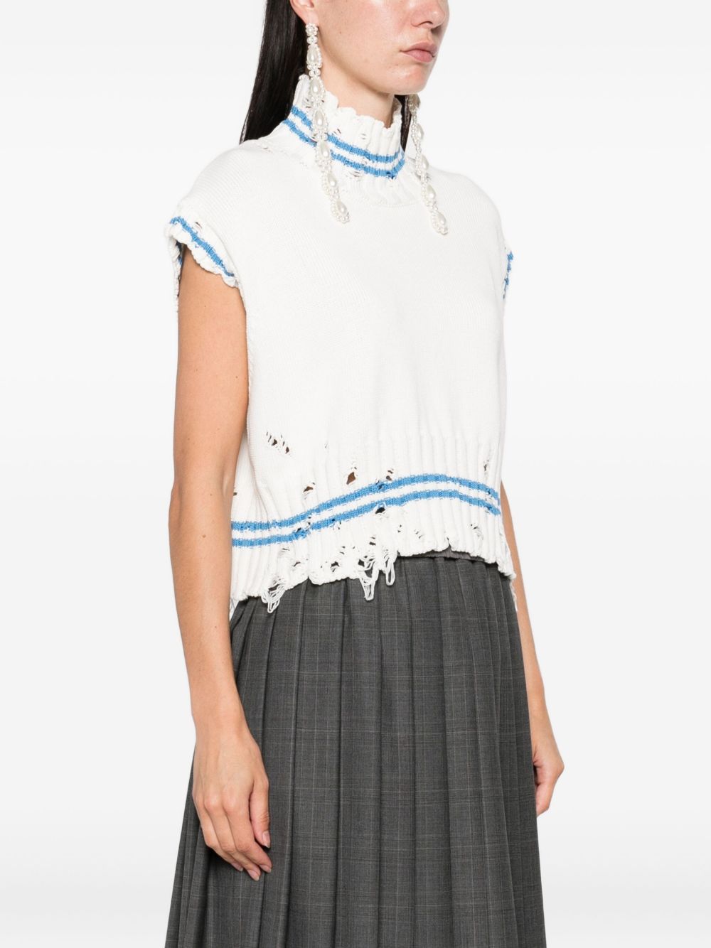 Top in maglia con orlo sfilacciato in bianco Marni - donna 