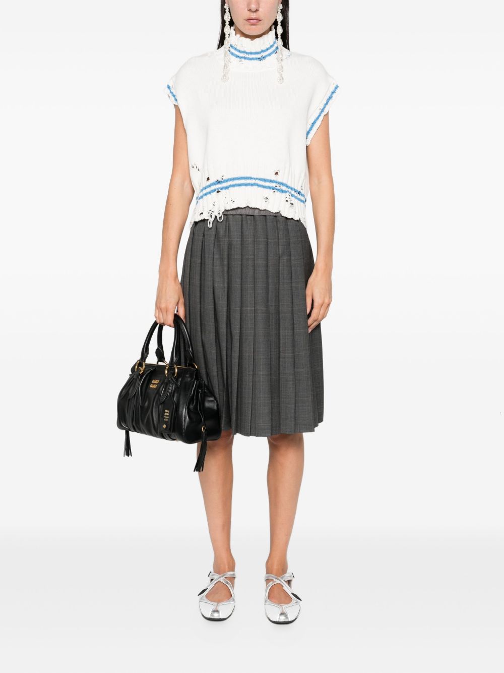 Top in maglia con orlo sfilacciato in bianco Marni - donna 