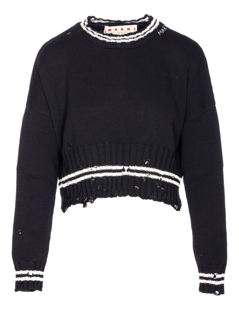 Maglione con effetto consumato in nero Marni - donna 