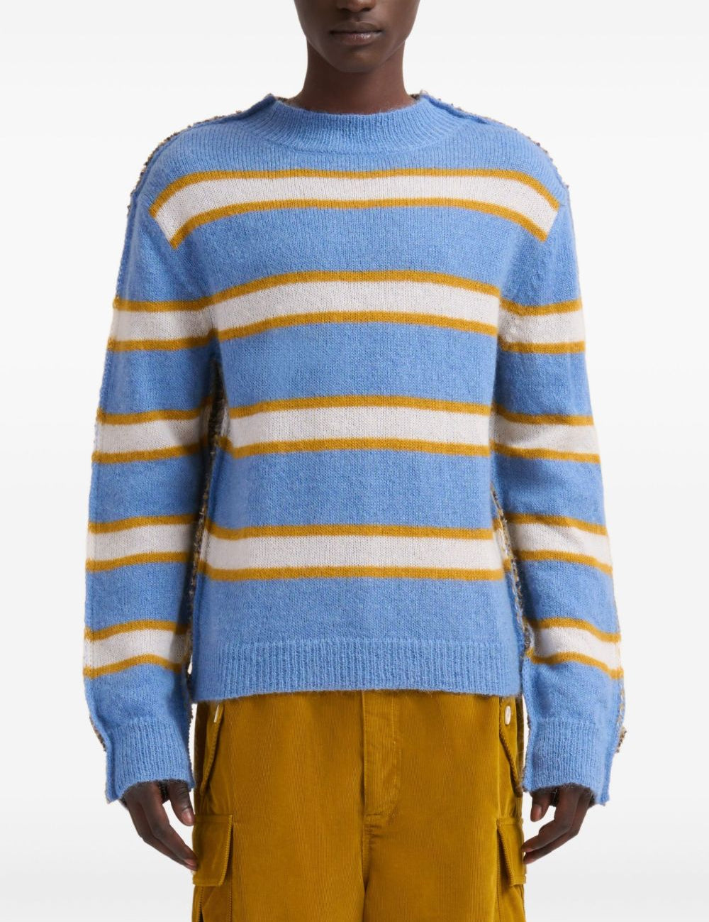 Maglione a righe in celeste Marni - uomo 