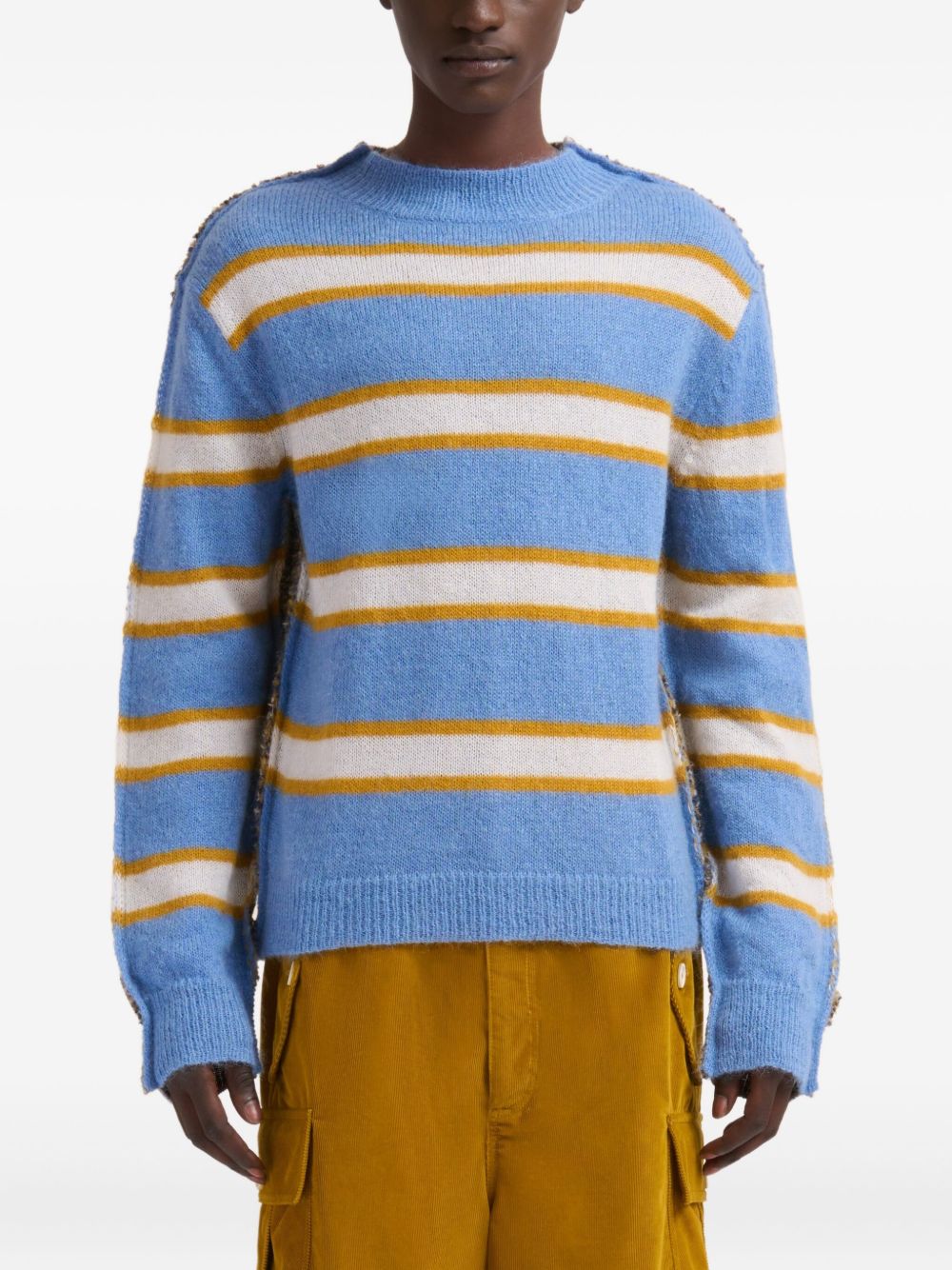 Maglione a righe in celeste Marni - uomo 