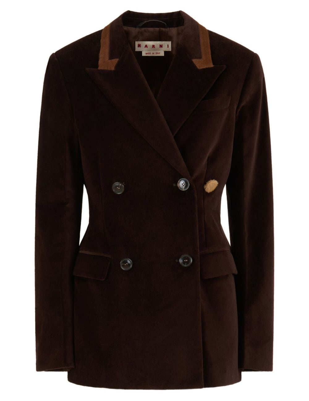 Blazer in velluto con colletto a contraso in marrone Marni - donna 