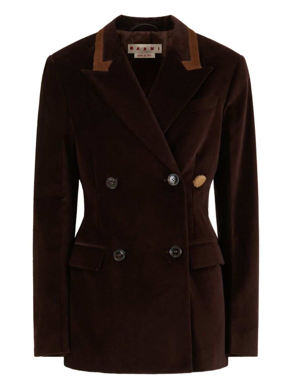Blazer in velluto con colletto a contraso in marrone Marni - donna 