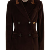 Blazer in velluto con colletto a contraso in marrone Marni - donna 