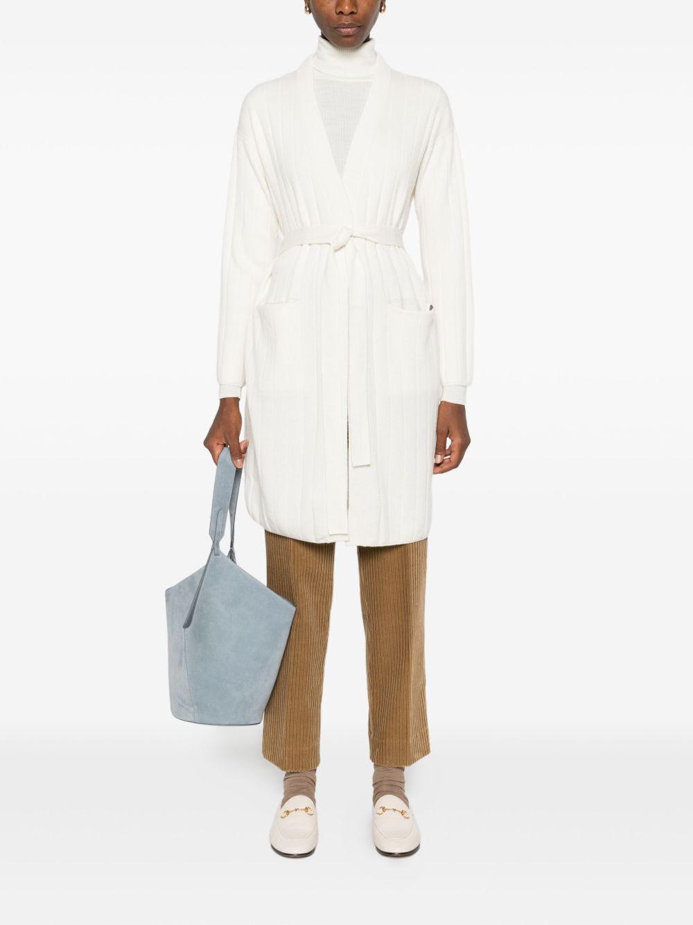 Cardigan lungo in filato di cachemire giusto in bianco Maxmara - donna 