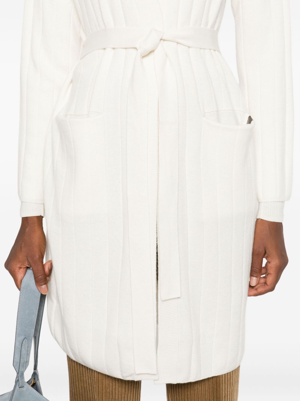 Cardigan lungo in filato di cachemire giusto in bianco Maxmara - donna 