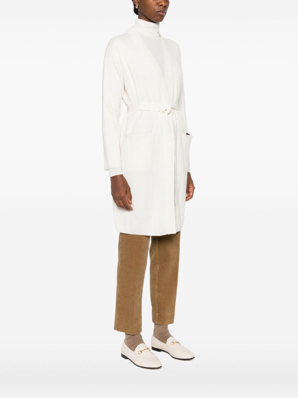Cardigan lungo in filato di cachemire giusto in bianco Maxmara - donna 