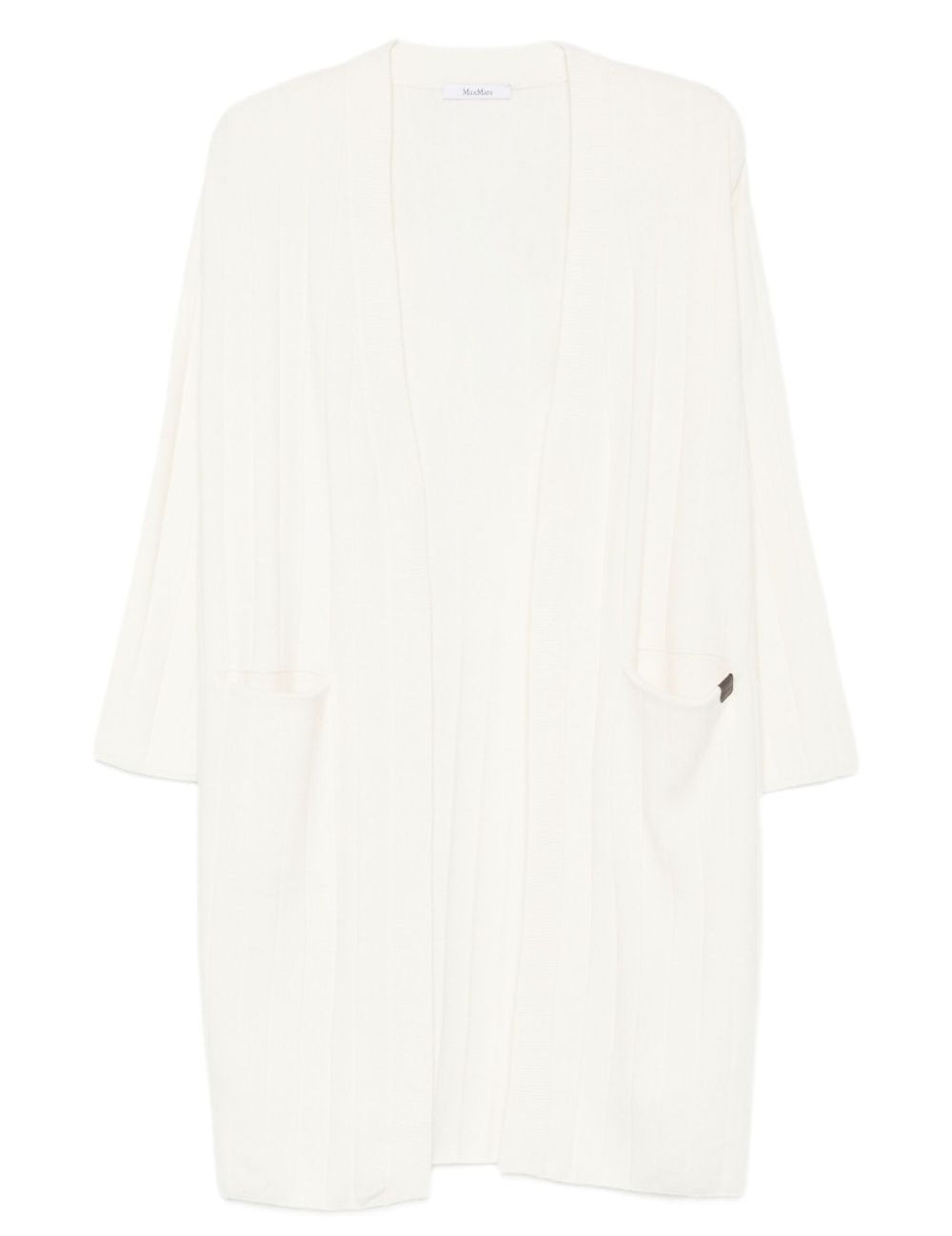 Cardigan lungo in filato di cachemire giusto in bianco Maxmara - donna 