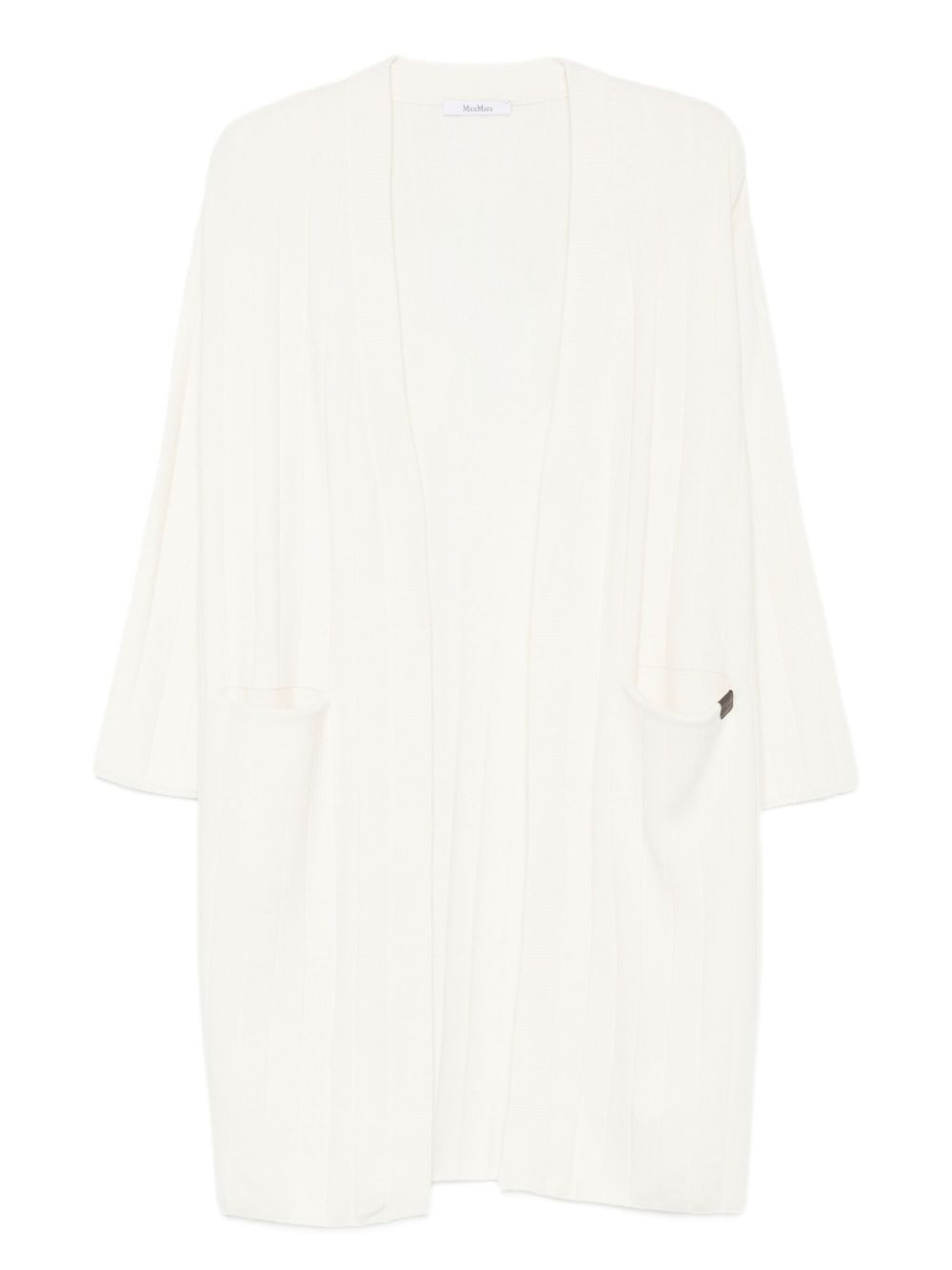 Cardigan lungo in filato di cachemire giusto in bianco Maxmara - donna 