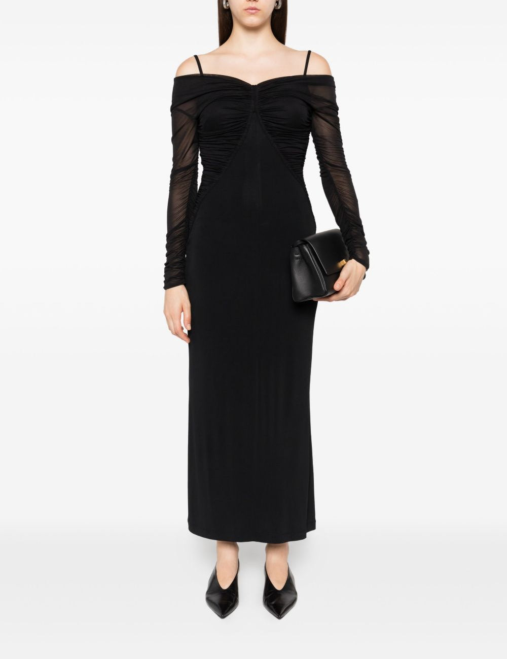 Abito con spalle scoperte e drappeggio locri in nero Maxmara - donna 