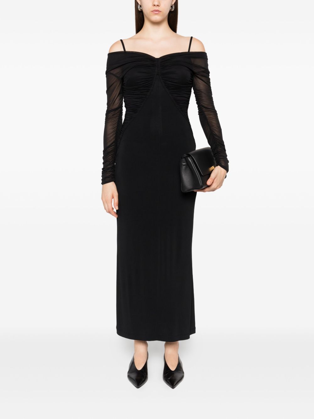 Abito con spalle scoperte e drappeggio locri in nero Maxmara - donna 