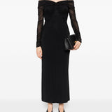 Abito con spalle scoperte e drappeggio locri in nero Maxmara - donna 
