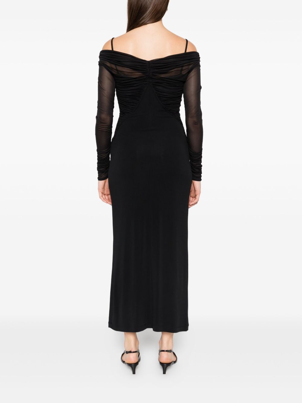 Abito con spalle scoperte e drappeggio locri in nero Maxmara - donna 
