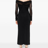 Abito con spalle scoperte e drappeggio locri in nero Maxmara - donna 