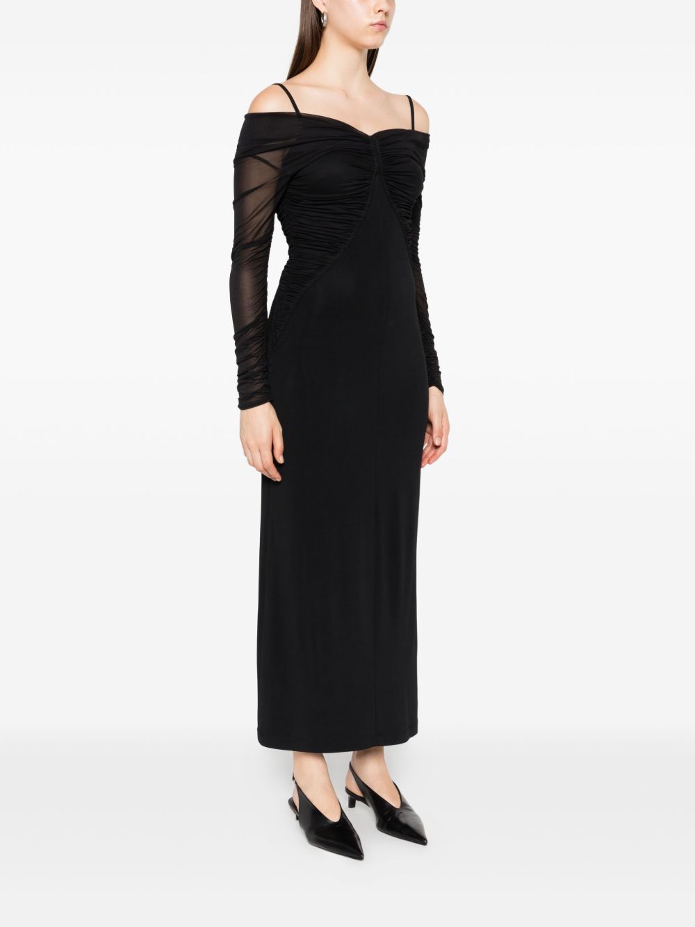 Abito con spalle scoperte e drappeggio locri in nero Maxmara - donna 