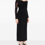 Abito con spalle scoperte e drappeggio locri in nero Maxmara - donna 