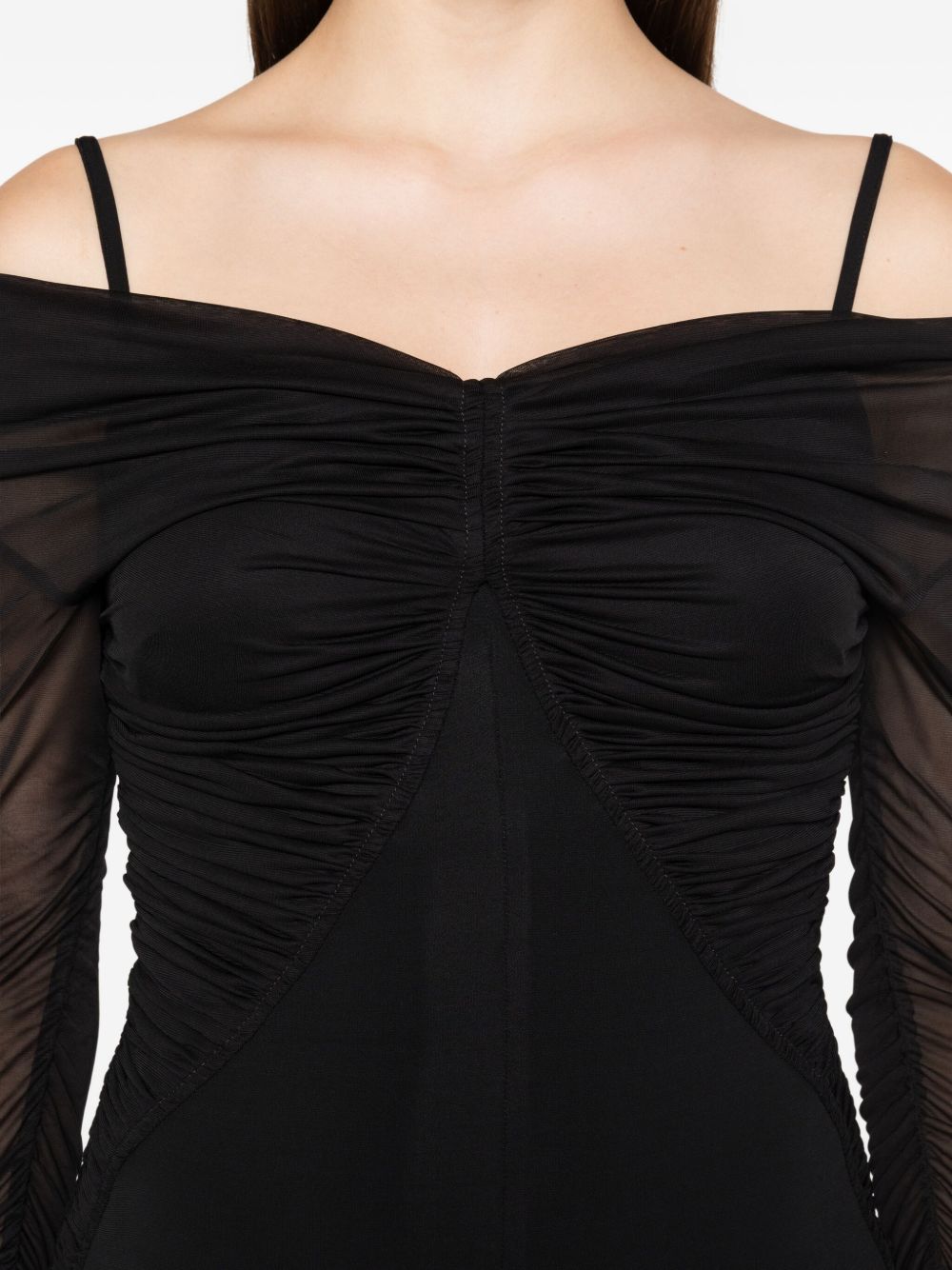 Abito con spalle scoperte e drappeggio locri in nero Maxmara - donna 