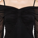 Abito con spalle scoperte e drappeggio locri in nero Maxmara - donna 