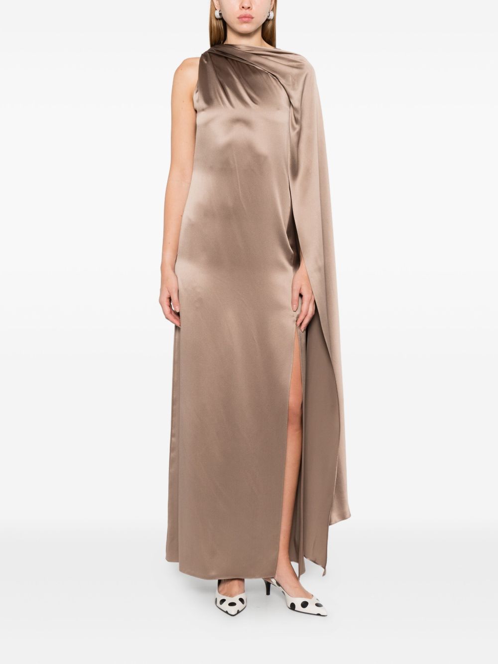 Abito monospalla in raso radura in beige Maxmara pianoforte - donna 
