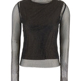 Top Gerarda a maniche lunghe in rete in nero Maxmara sportmax - donna 
