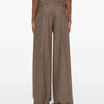 Pantaloni Brava in misto lana e seta a gamba larga in marrone Maxmara weekend - donna 