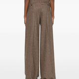 Pantaloni Brava in misto lana e seta a gamba larga in marrone Maxmara weekend - donna 