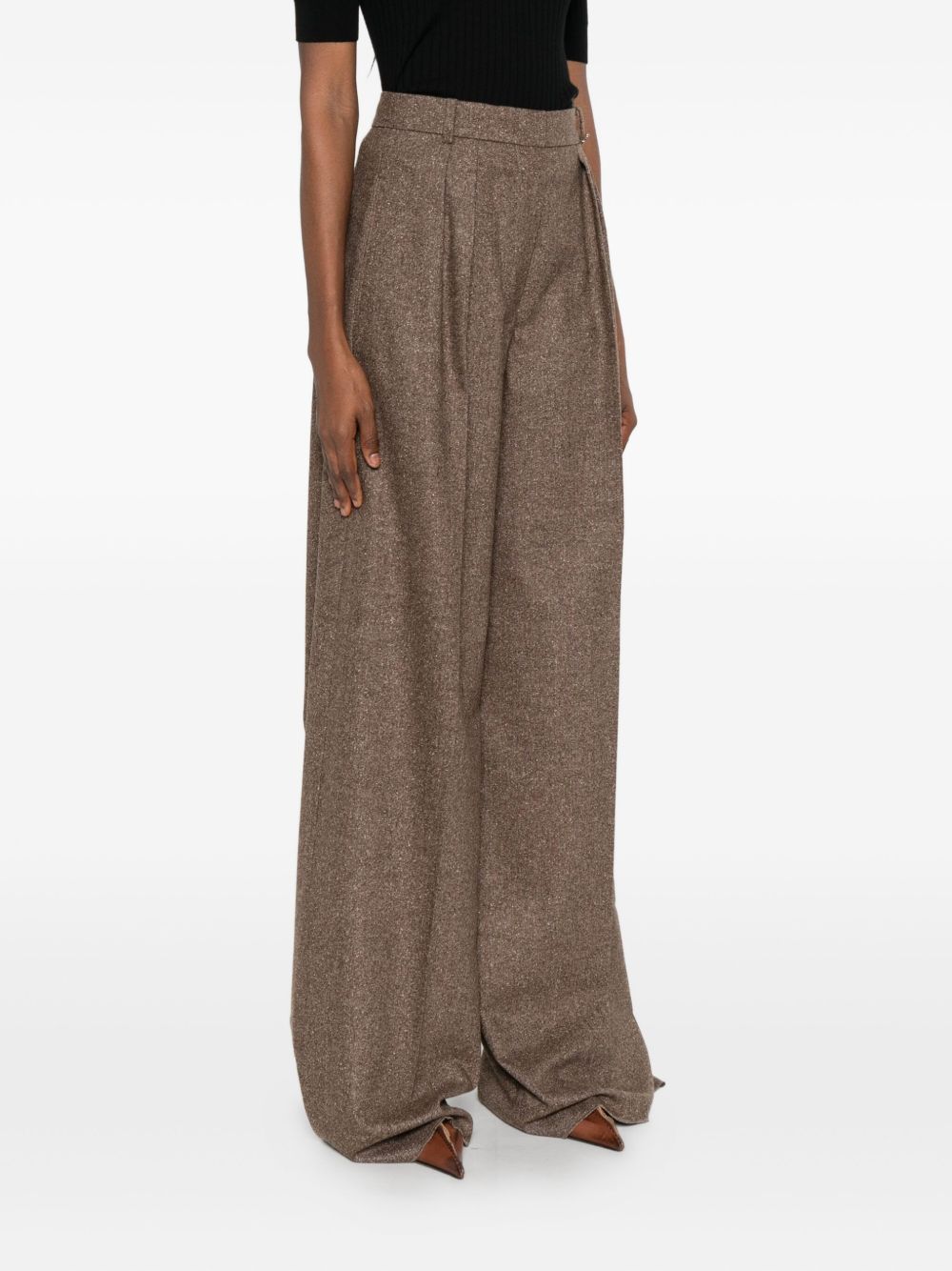 Pantaloni Brava in misto lana e seta a gamba larga in marrone Maxmara weekend - donna 