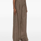 Pantaloni Brava in misto lana e seta a gamba larga in marrone Maxmara weekend - donna 