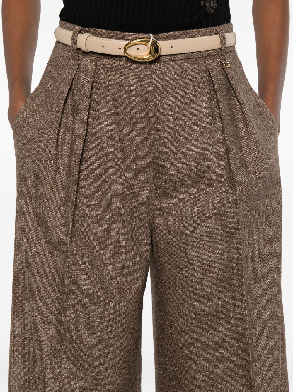 Pantaloni Brava in misto lana e seta a gamba larga in marrone Maxmara weekend - donna 