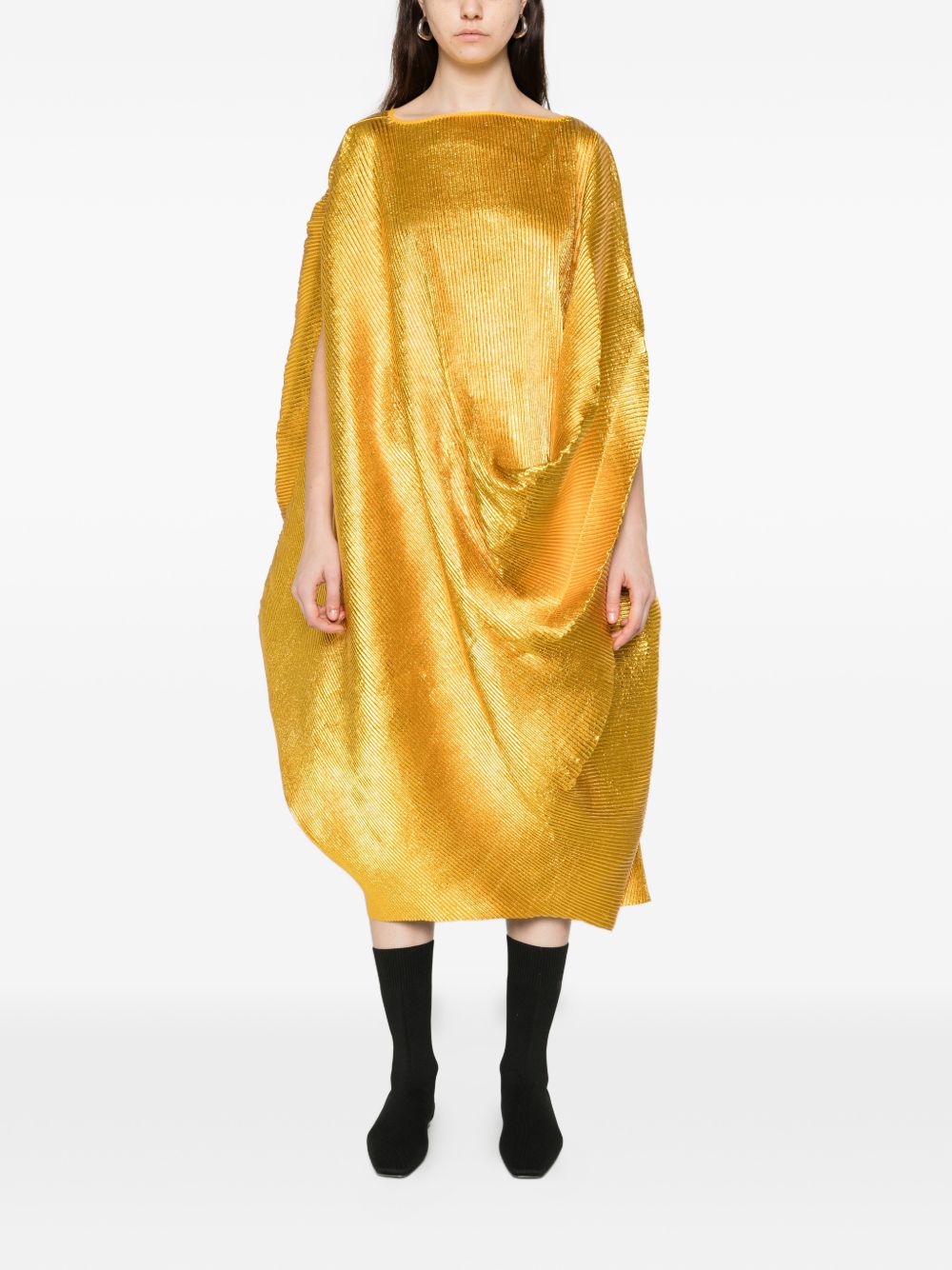 Abito midi metallizzato plisse in oro Melitta baumeister - donna 
