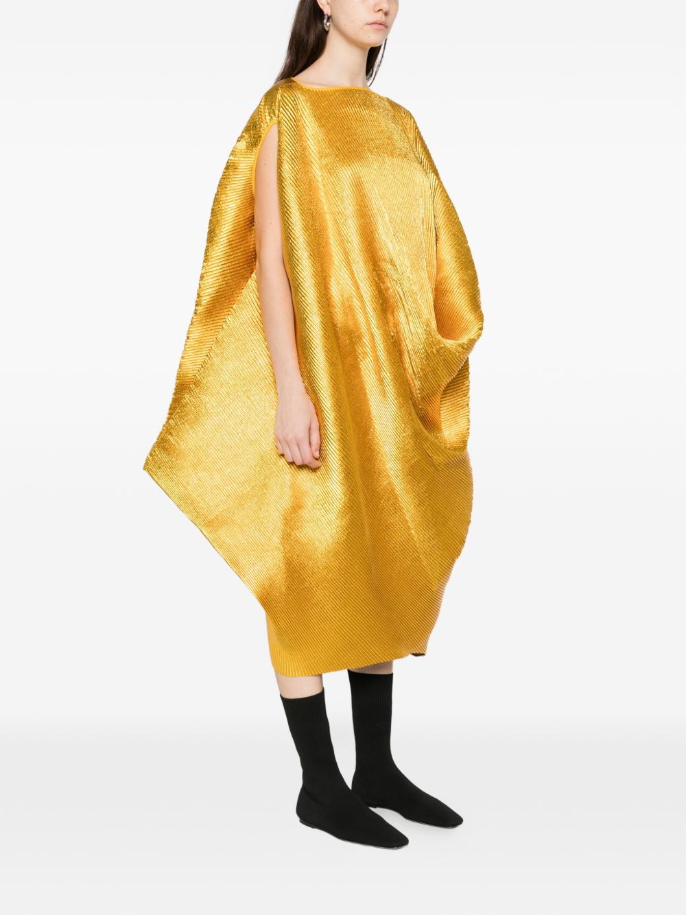 Abito midi metallizzato plisse in oro Melitta baumeister - donna 