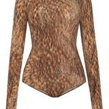 Body con stampa animalier in marrone Mm6 maison margiela - donna 