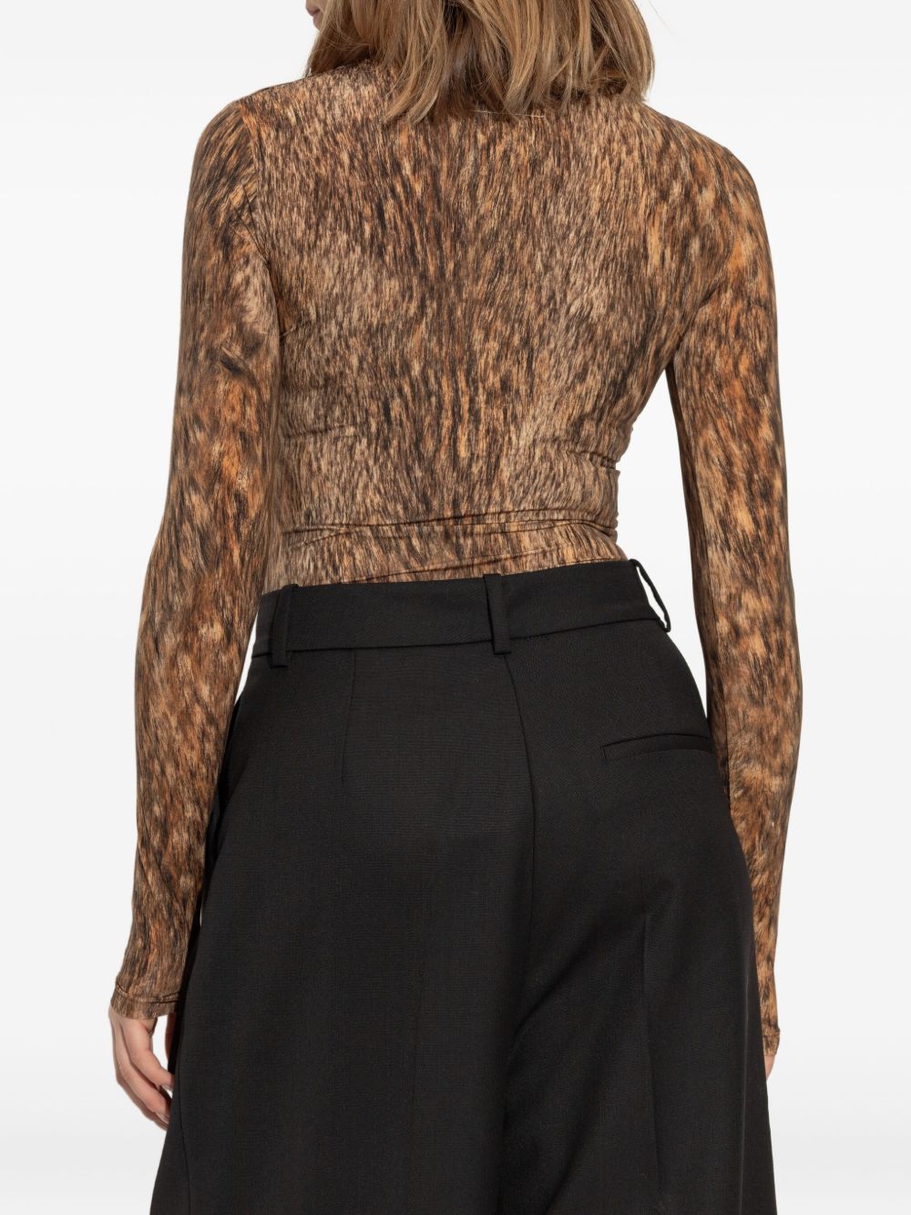 Body con stampa animalier in marrone Mm6 maison margiela - donna 