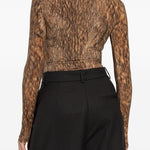 Body con stampa animalier in marrone Mm6 maison margiela - donna 