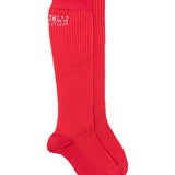 Calzini a coste con logo in rosso Mm6 maison margiela - donna 
