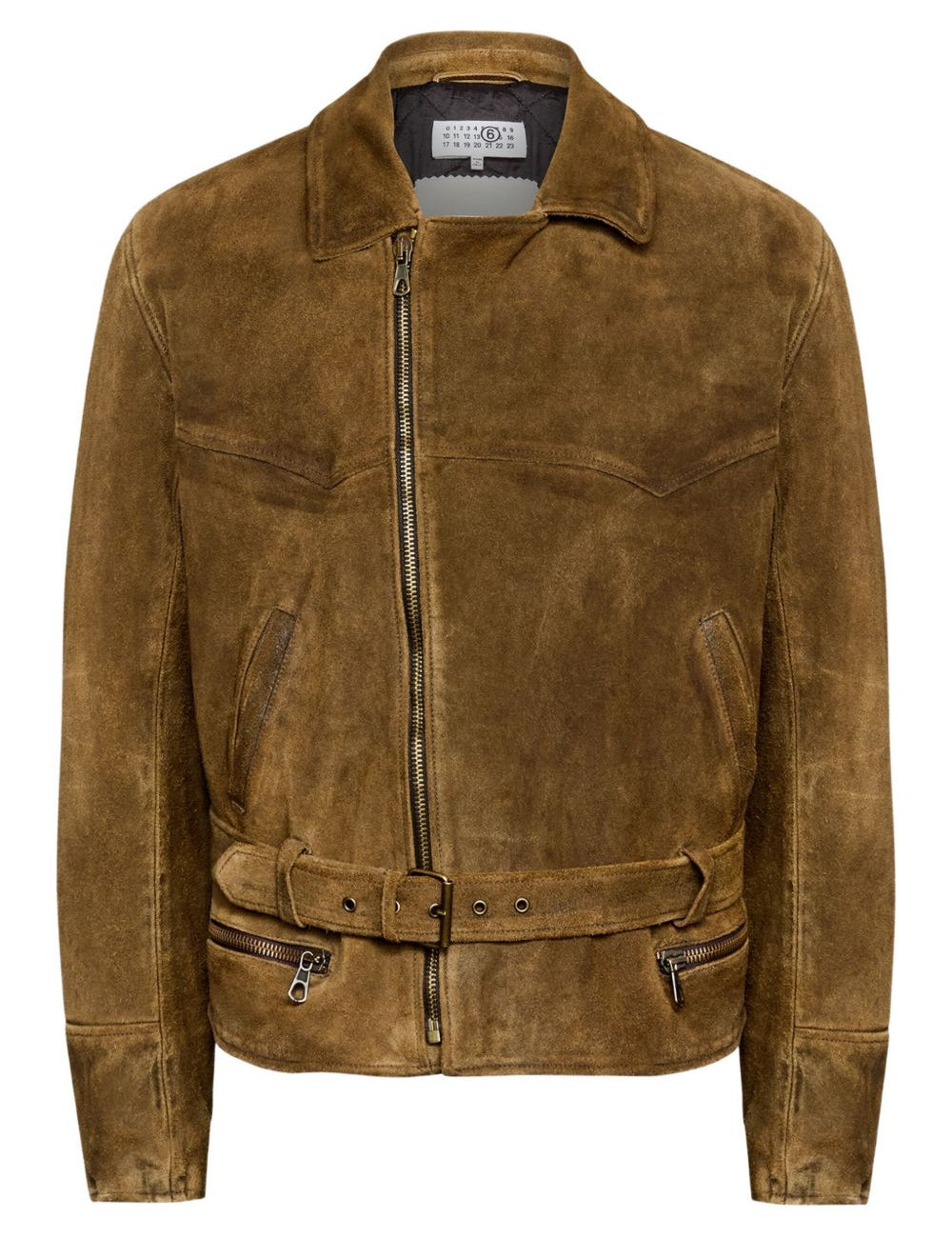 Giacca in suede con cintura in marrone Mm6 maison margiela - uomo 
